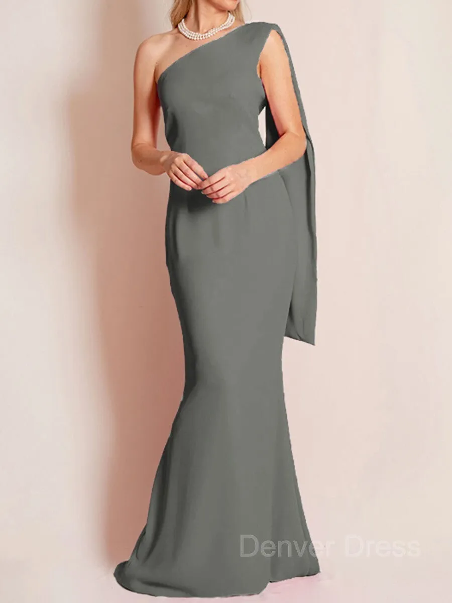 Sheath One-Shoulder Floor-Length Chiffon Mother of the Bride Dresses With Ruffles