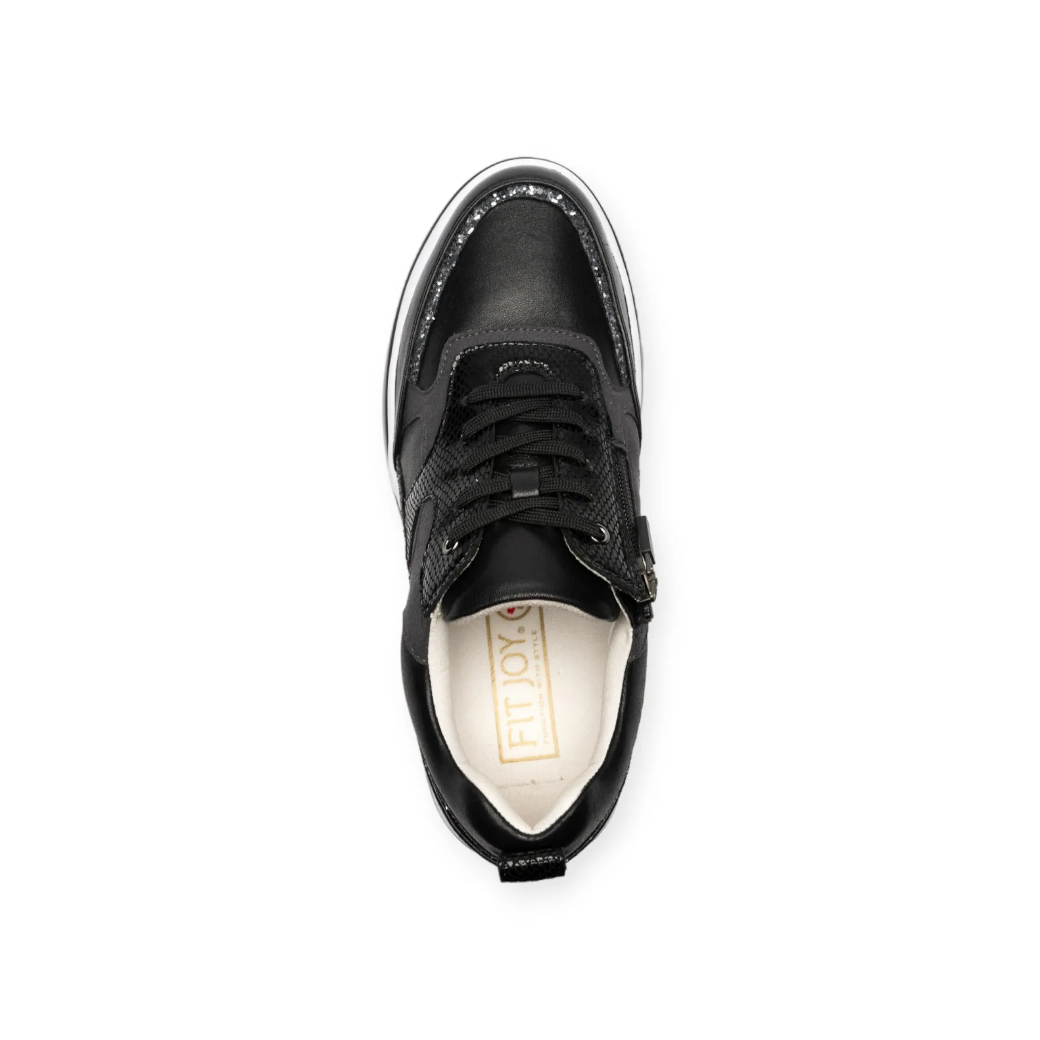 Sheepskin voluminous outsole dad sneakers with glitter and zippers  #FJ077