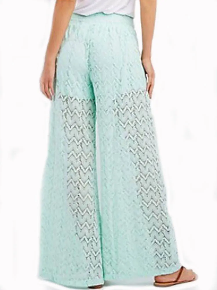 Sheer Mint Crochet Palazzo Pants