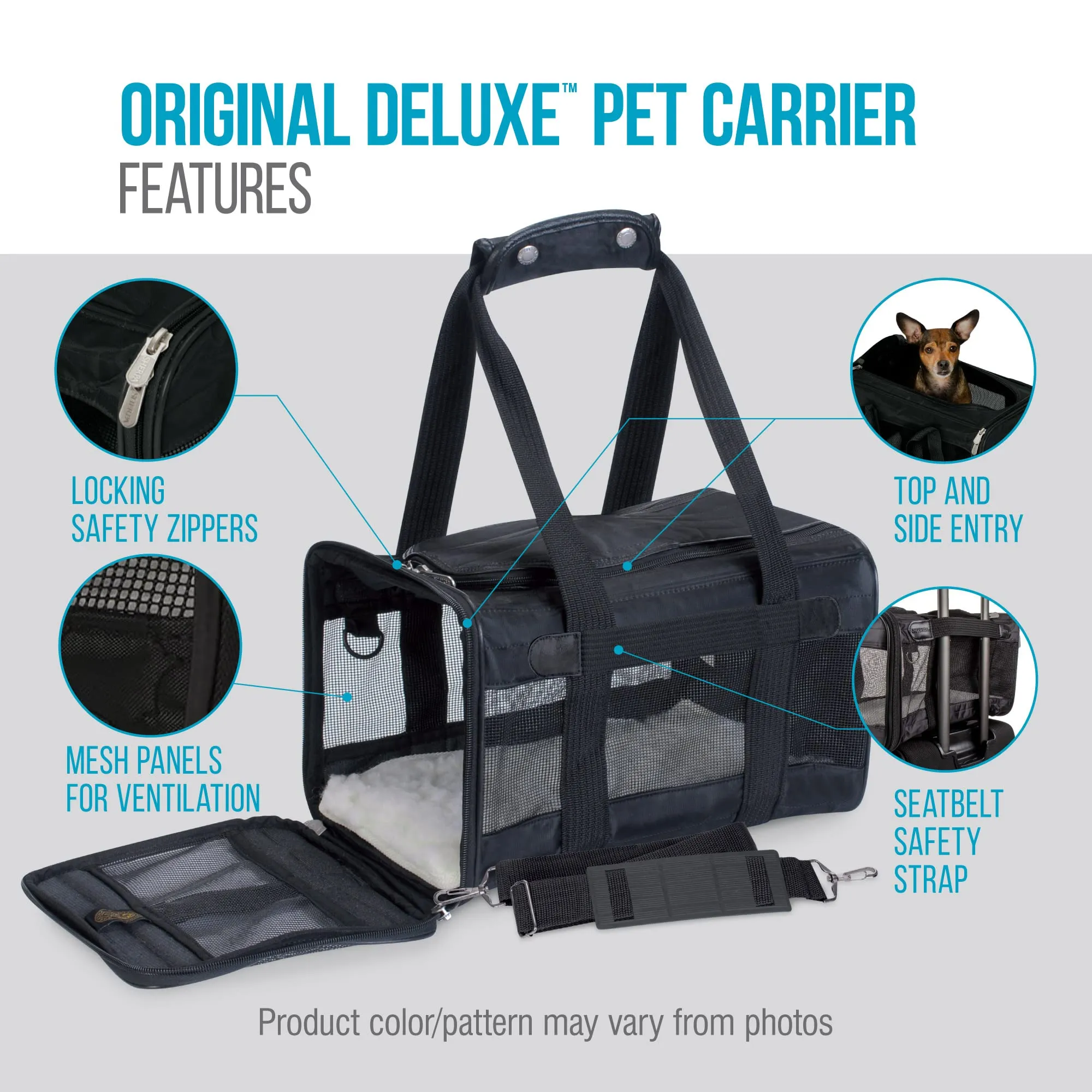 Sherpa Original Deluxe Pet Carrier Large Black 19"