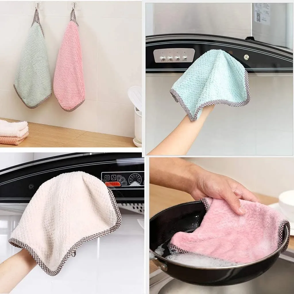 SHIDHMI Microfiber Dish Washing Cloth 4 Pack Coral Fleece Cleaning Towel Drying Cloths Ultra Absorbent for Kitchen Washing Up Clean Bowl Bathroom Dusting Car Wiping (Pcs of 4)