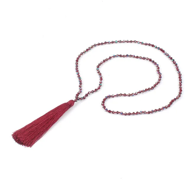 Shinus Necklace Statement Collier Maxi Jewelry Women Necklaces Tassel Bohemian Beaded Crystal Beads Handmade Pendants Trendy