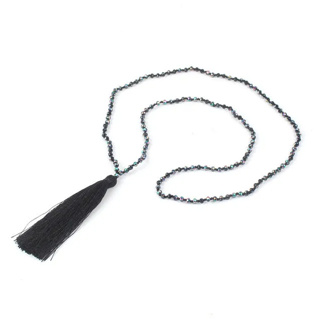 Shinus Necklace Statement Collier Maxi Jewelry Women Necklaces Tassel Bohemian Beaded Crystal Beads Handmade Pendants Trendy