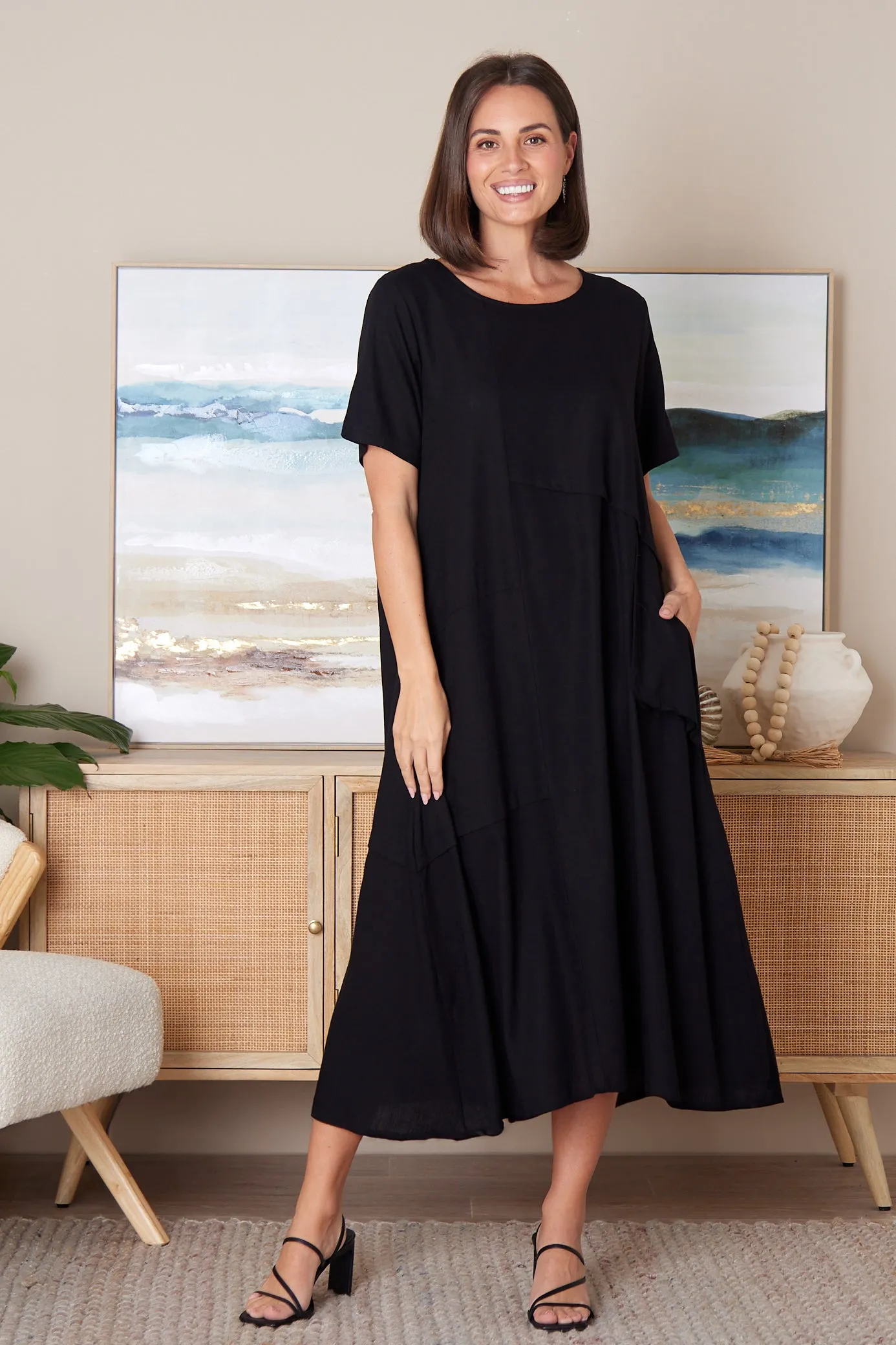 Shona Cotton & Linen Dress - Black