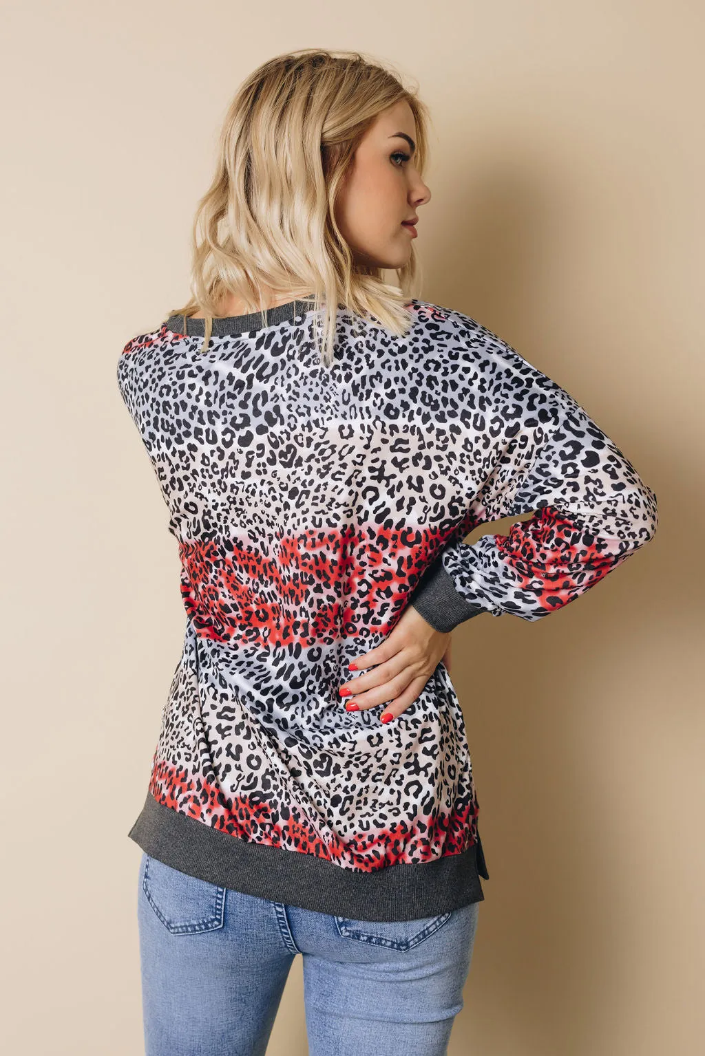 Shonda Leopard Color Block Top