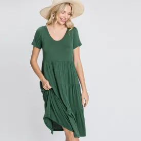 Short Sleeve Casual Tiered Dress