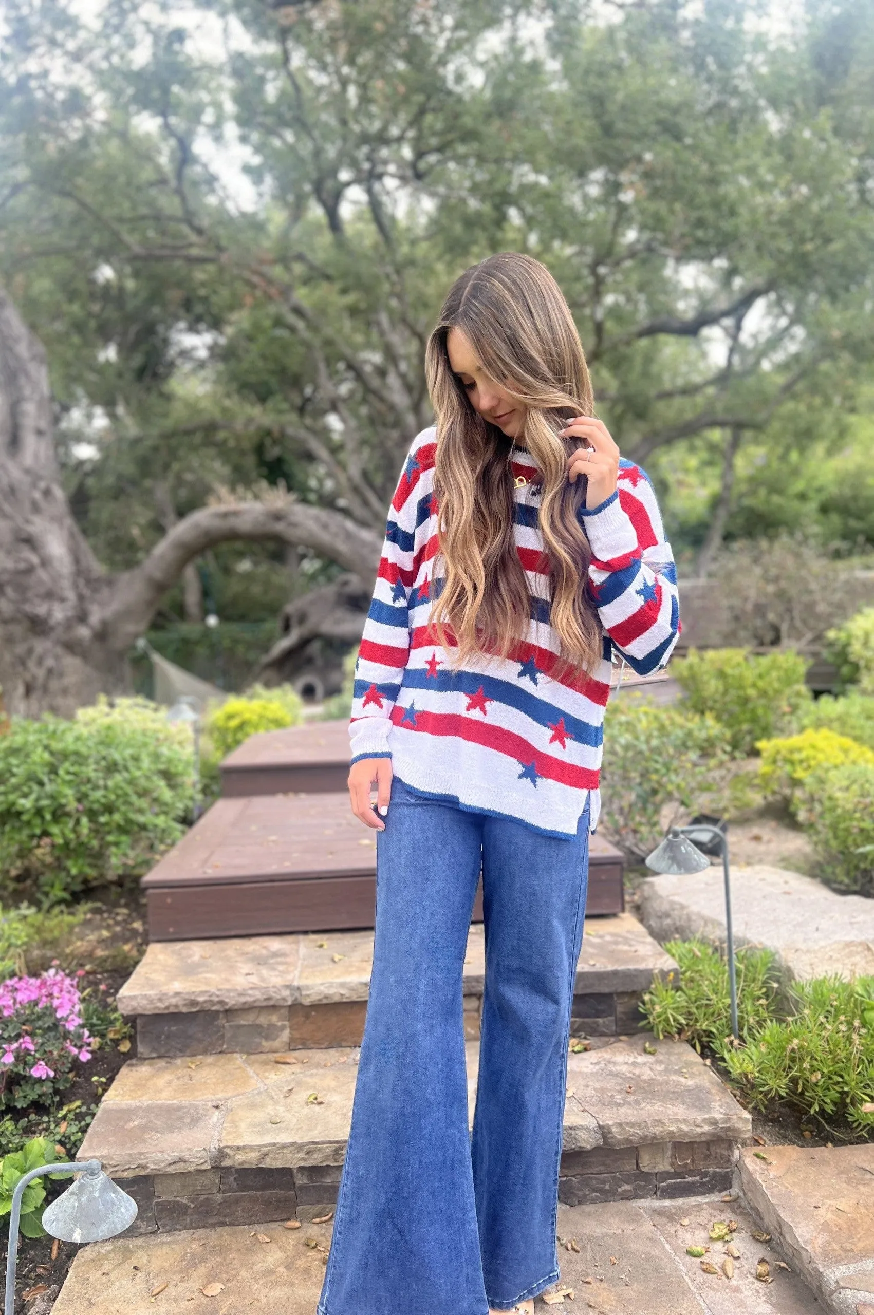 Show Me Your MuMu Go To Sweater Star Spangled Banner Stripe Knit