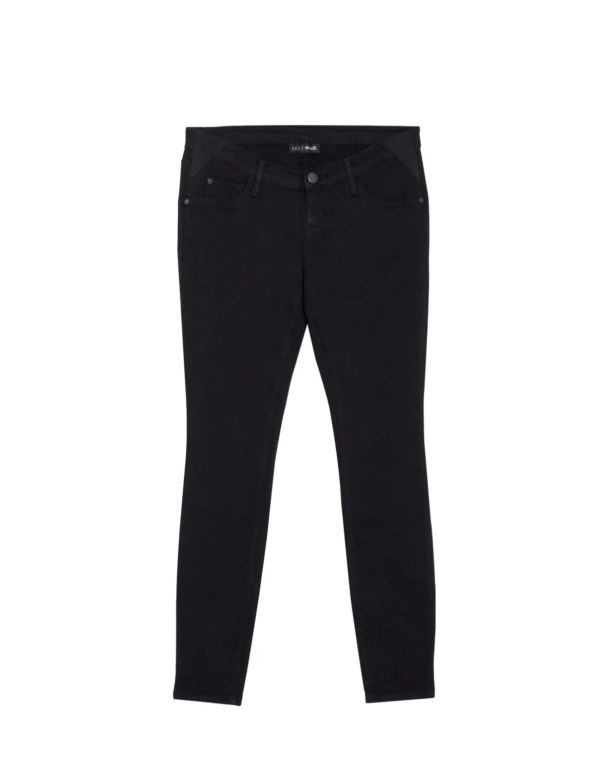 Side Panel Skinny Leg Maternity Ankle Pants in Black