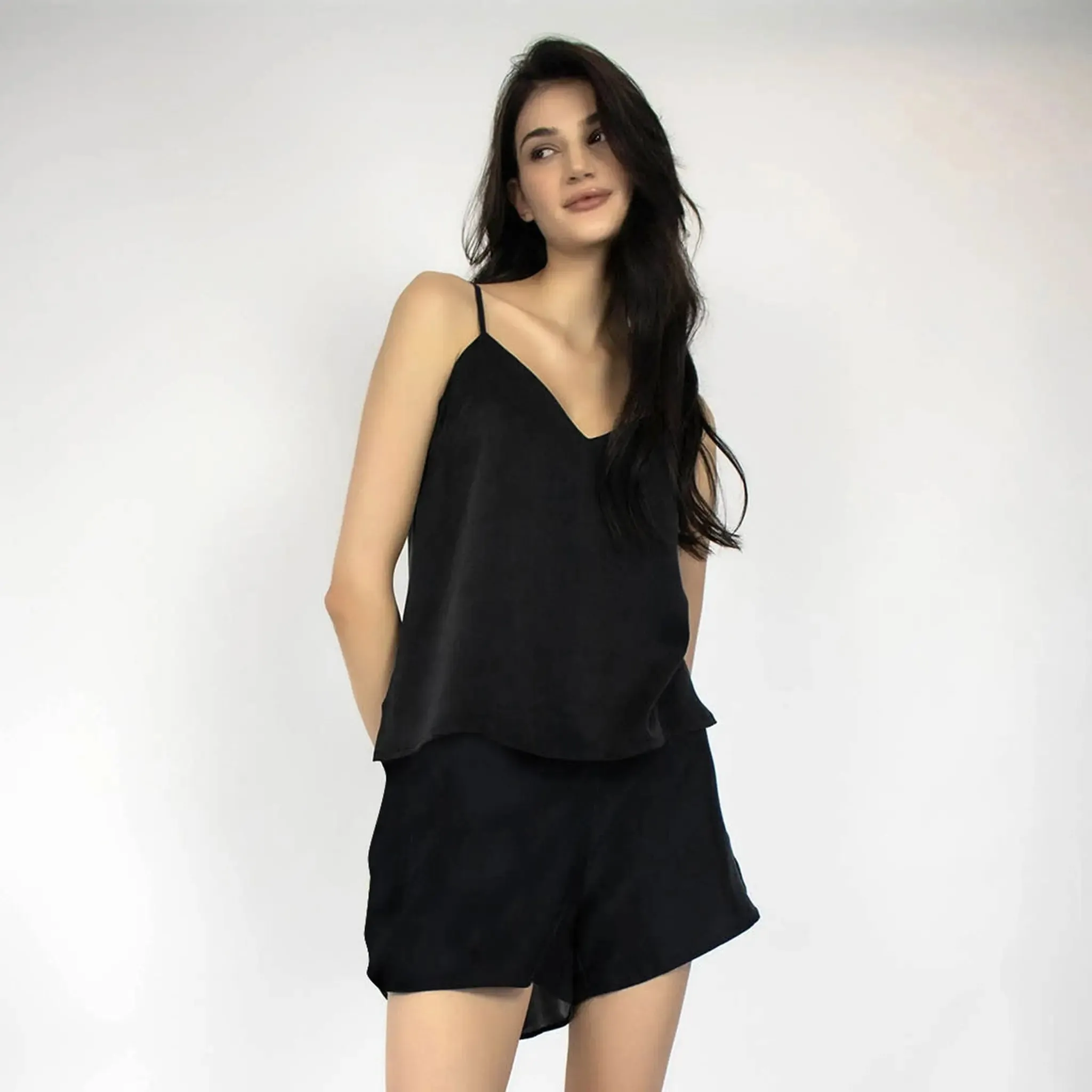 Silk Dreamscape Black Camisole