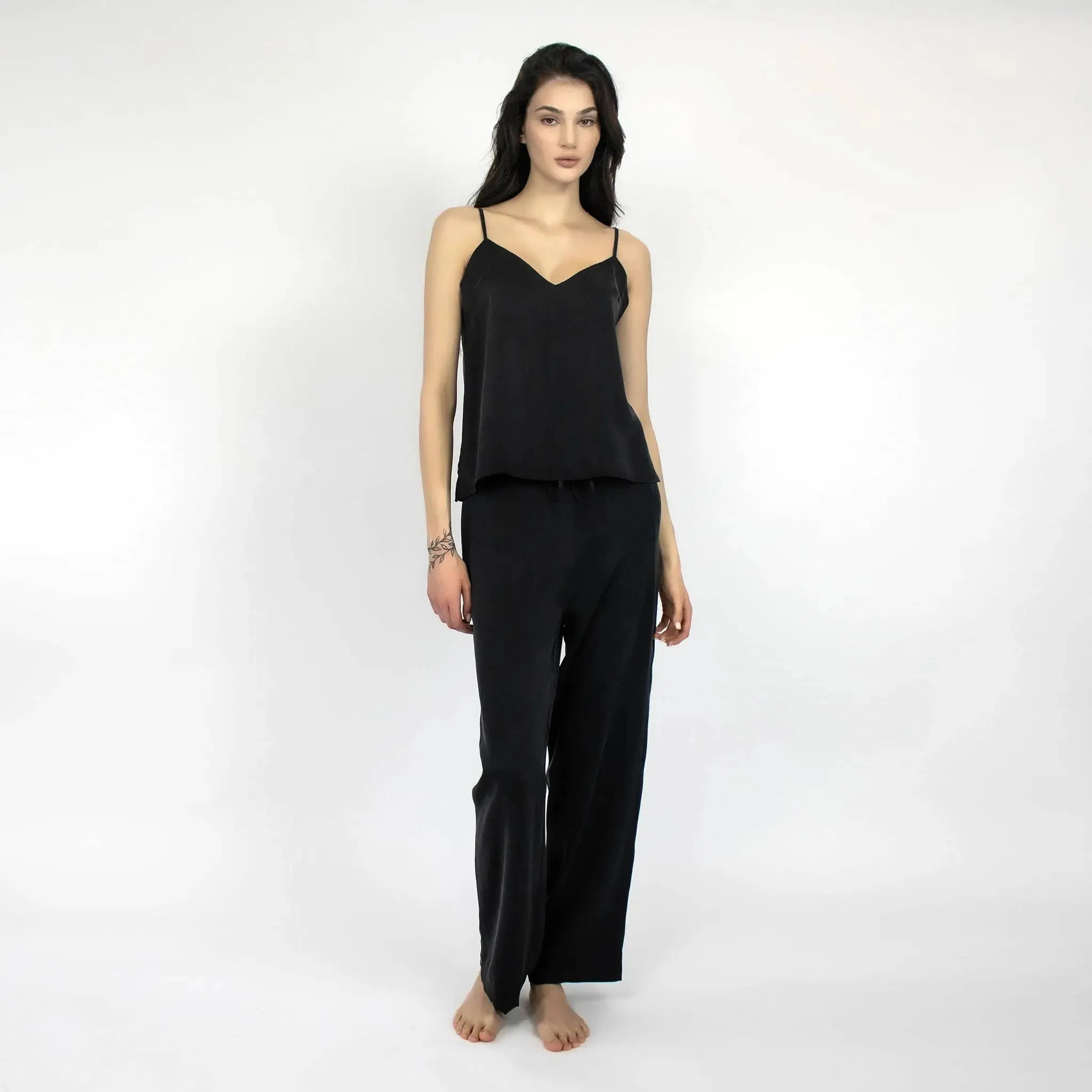 Silk Dreamscape Black Camisole