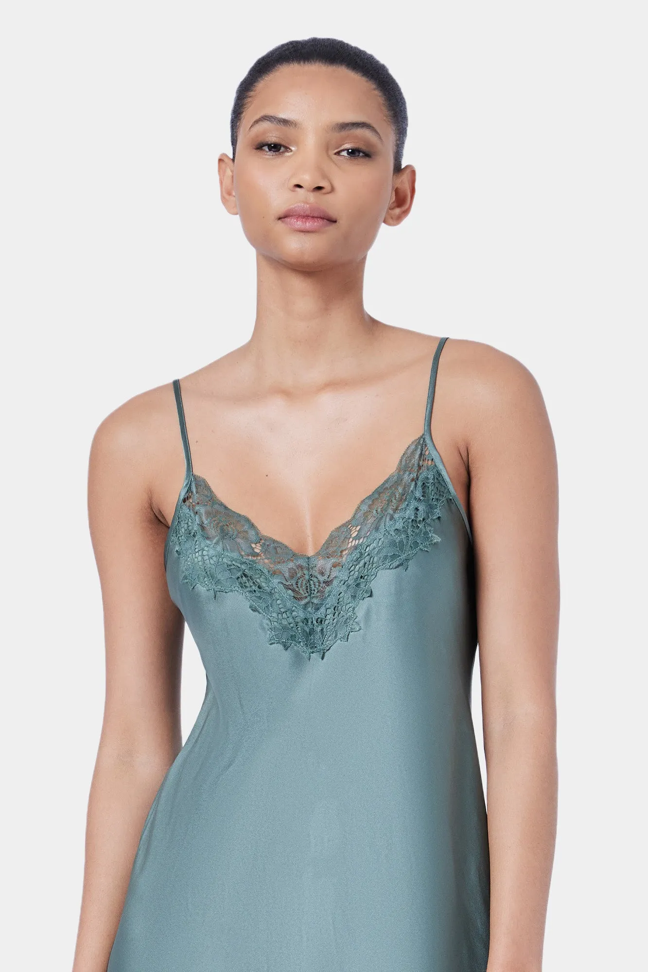 Silk Lace Chemise Moss