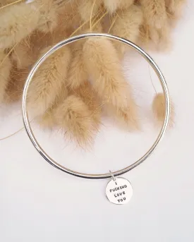 Silver Bangle with Circle Charm