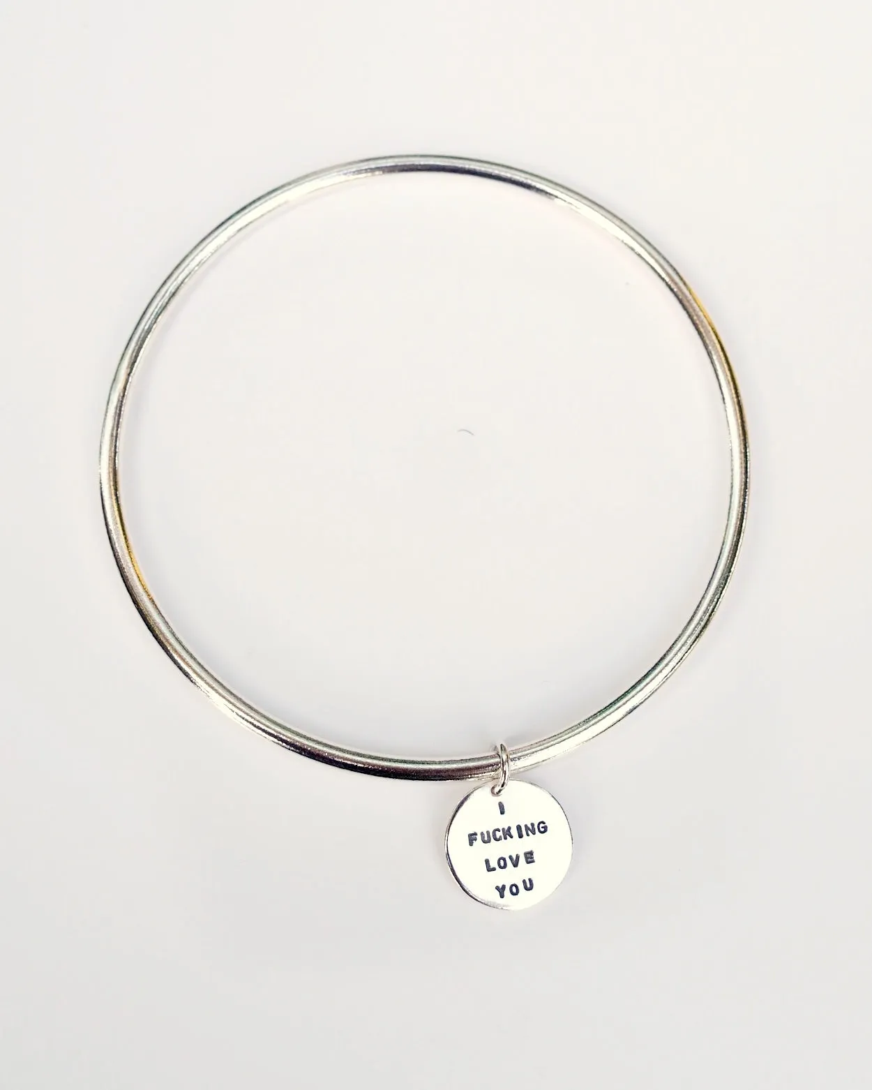 Silver Bangle with Circle Charm