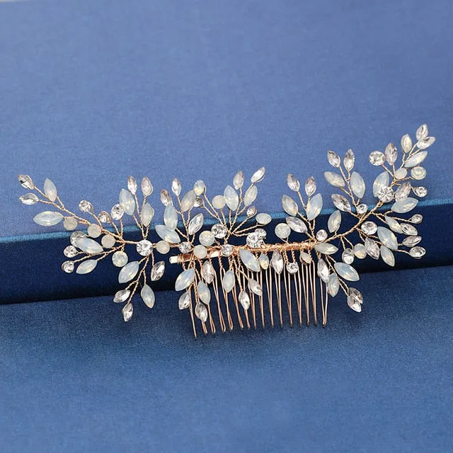 Silver Color Pearl Crystal Bridal Wedding Hair Combs