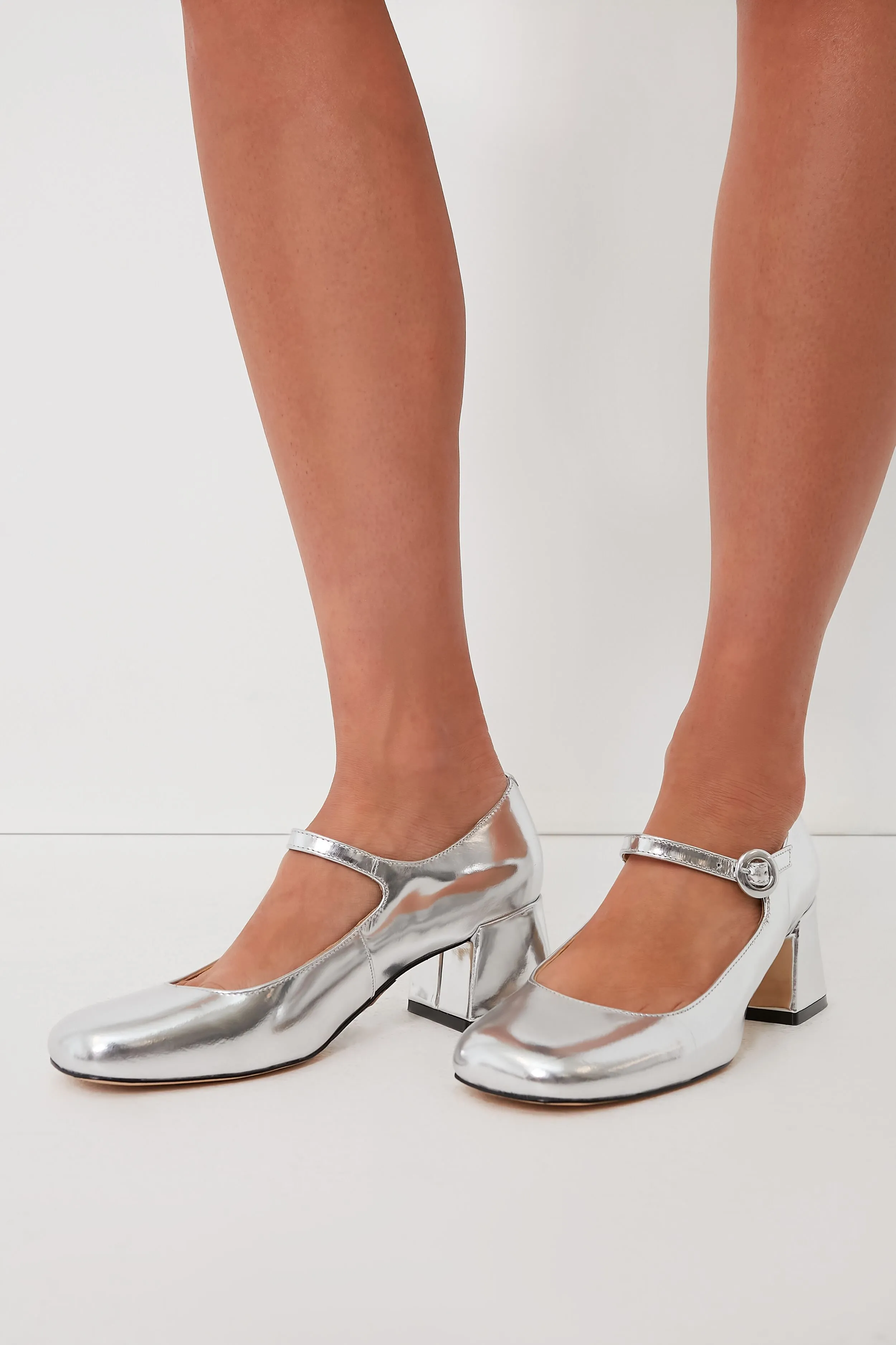 Silver Nessily Mary Jane Heels