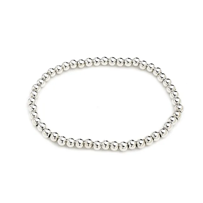 Silver Plated Beaded Stretch Bracelet