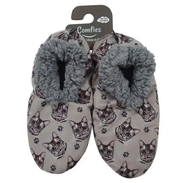 SILVER TABBY CAT SLIPPERS