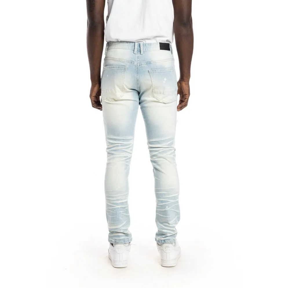 Sim Tapered Heavy Rip And Repaired Jeans - Speckle Blue