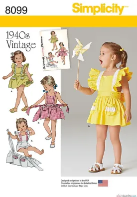 Simplicity Pattern S8099 Toddlers' Romper & Button-on skirt