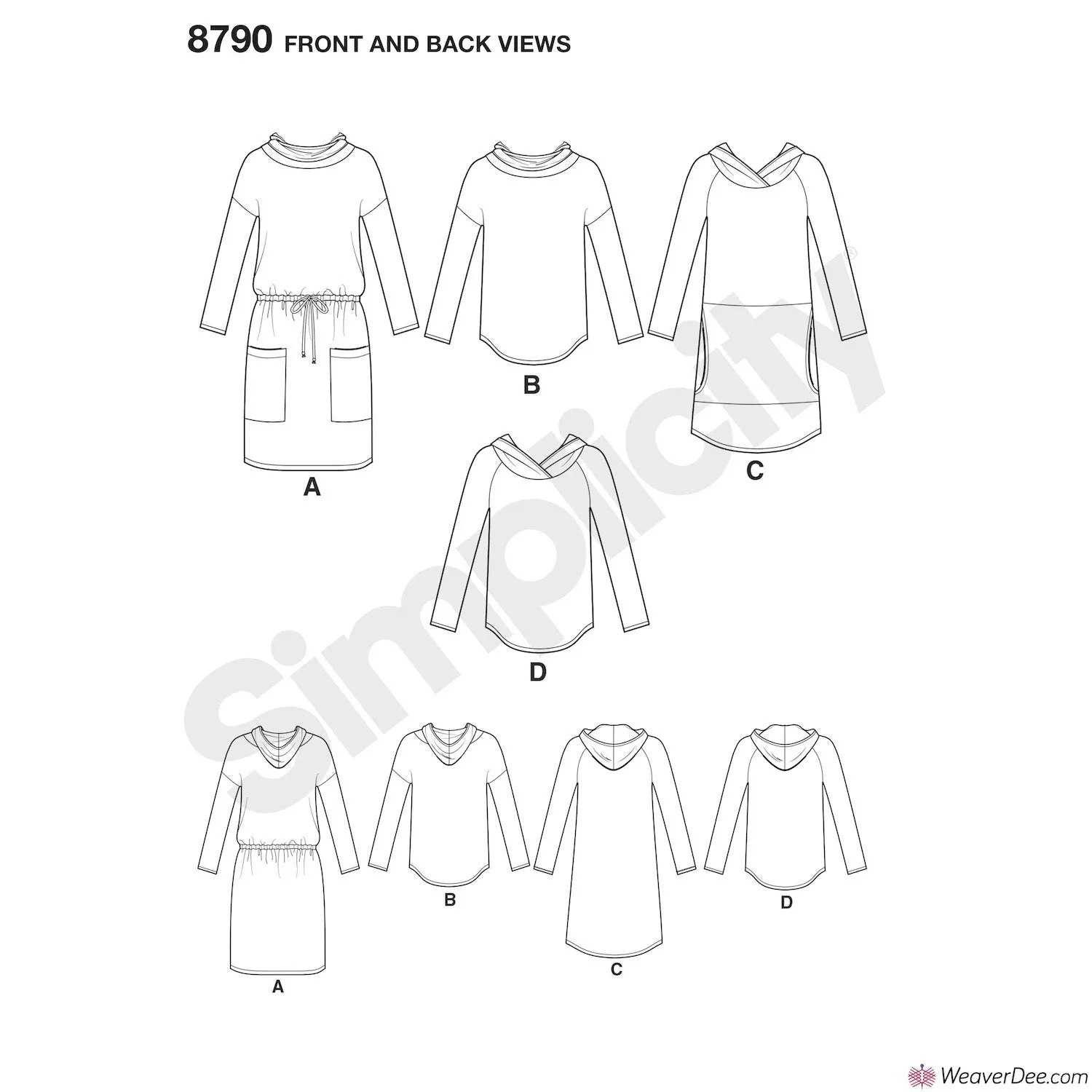 Simplicity Pattern S8790 Misses' Knit Dresses & Tunics