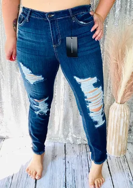 Simply O. - Dark Distressed Jeans