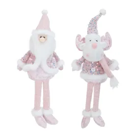 Sitting Santa/Reindeer Pink Sequins Asst