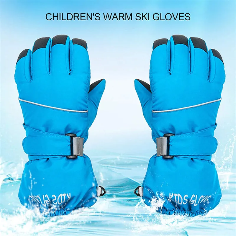 Ski Gloves Kids Outdoor Five-fingers Warm Riding Gloves Non-slip Ski Mittens