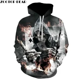 Skull Poker Hoodies Sweatshirts Men Women 3D