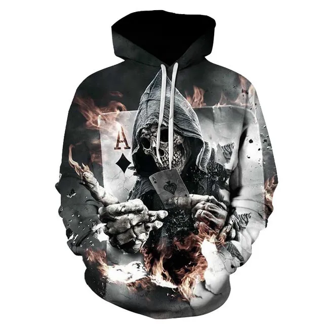 Skull Poker Hoodies Sweatshirts Men Women 3D