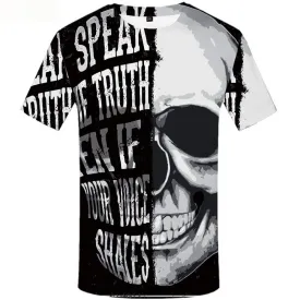 Skull T shirts Men Spider Web Tshirts Cool Black Tshirt Printed Geometry Tshirts Casual Short Sleeve Punk Rock Men/women Digital