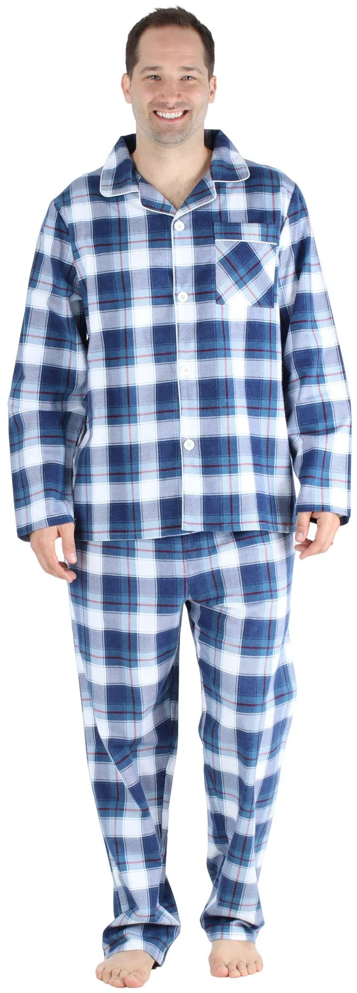 SleepytimePjs Christmas Family Matching Blue Plaid Flannel Pajamas for The Family