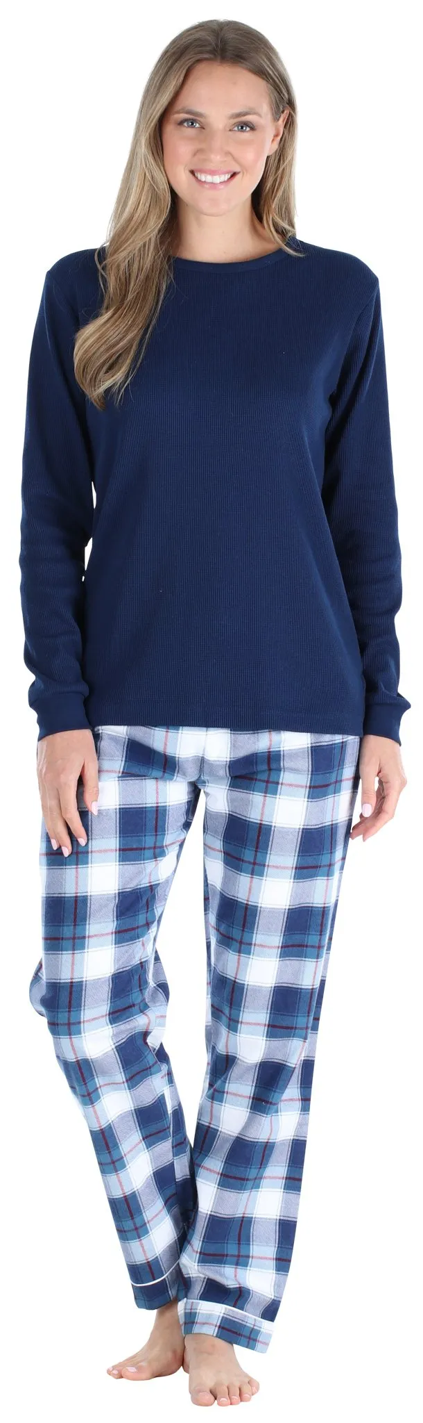 SleepytimePjs Christmas Family Matching Blue Plaid Flannel Pajamas for The Family