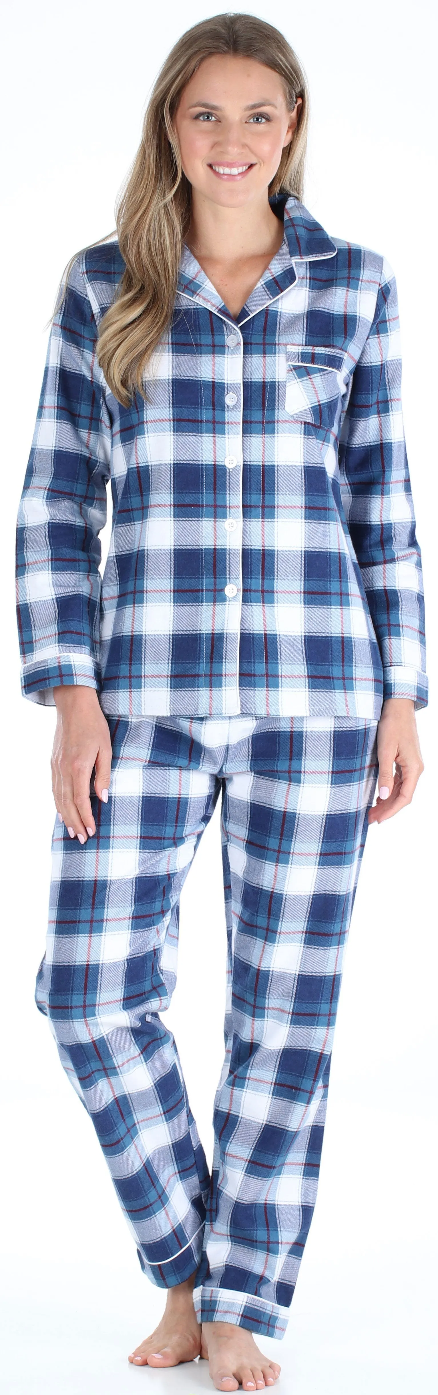 SleepytimePjs Christmas Family Matching Blue Plaid Flannel Pajamas for The Family