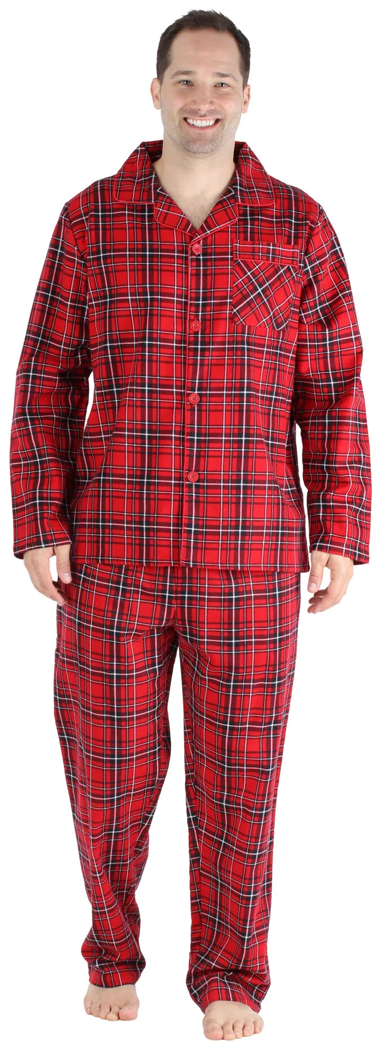 SleepytimePJs Family Matching Red Plaid Flannel Thermal Pajamas for the Family