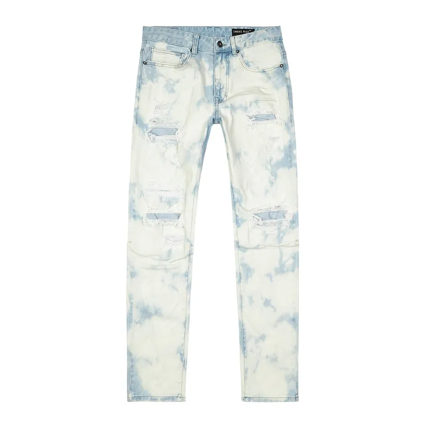 Slim Bleach Washed Rip & Repaired Jeans - Billie Blue