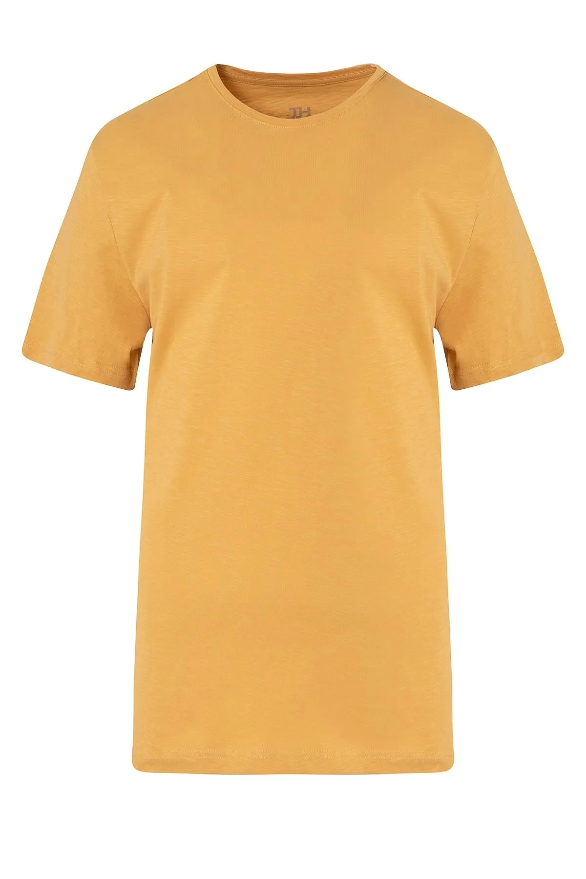 Slim Fit 100% Cotton Mustard Crew Neck T-Shirt