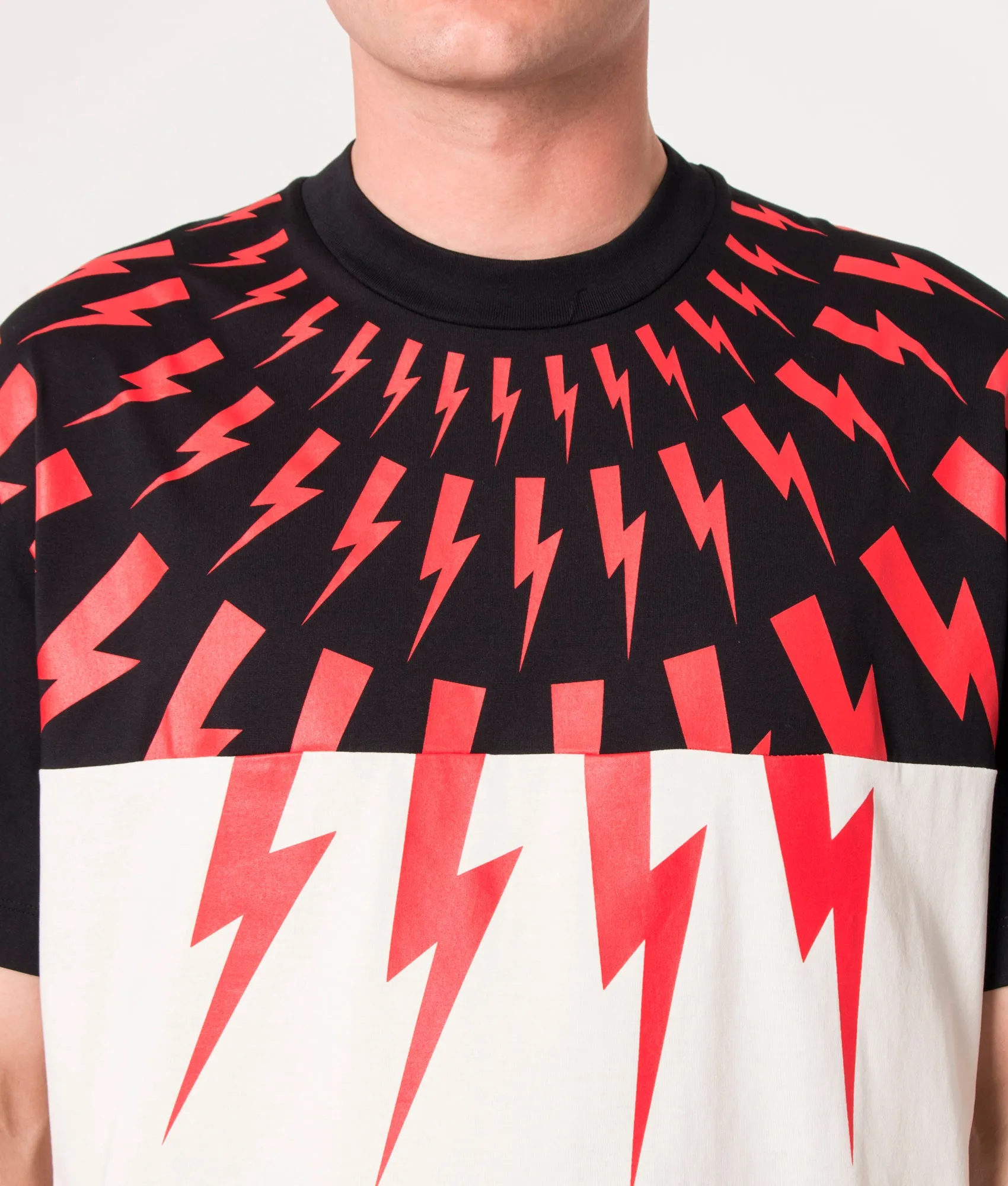 Slim Fit Colour Block Fair Isle Thunderbolt T-Shirt