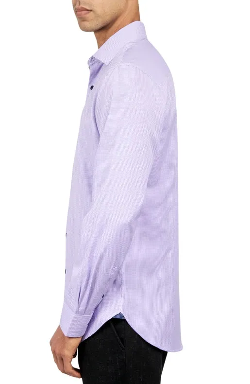 Slim Fit Houndstooth Dress Shirt Purple