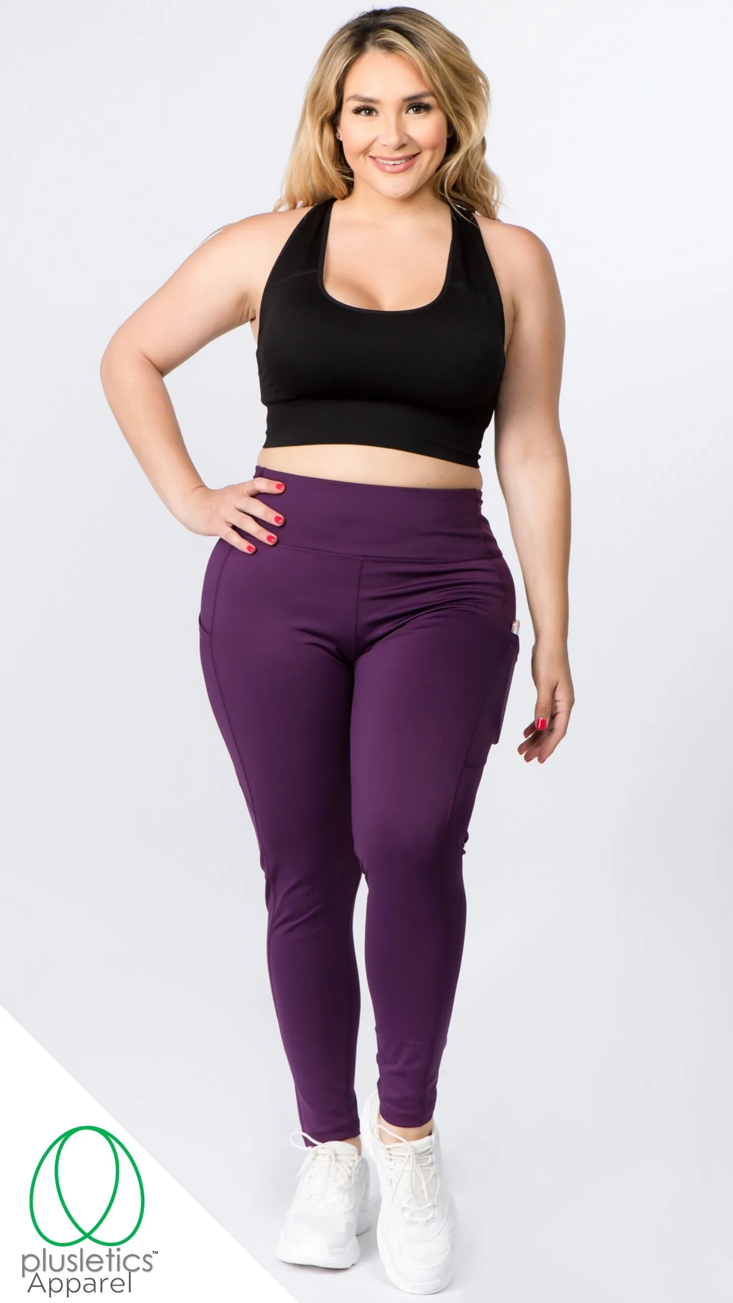 Slim Fit Mobile Pocket Tights - Purple