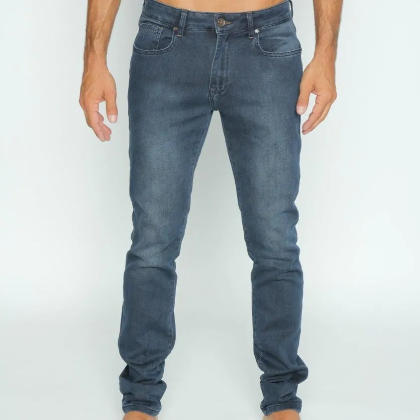 Slim Fit Stretch Faded Dark Denim Jeans #EIG-37