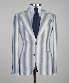 Slim Fit White Striped Suit Men