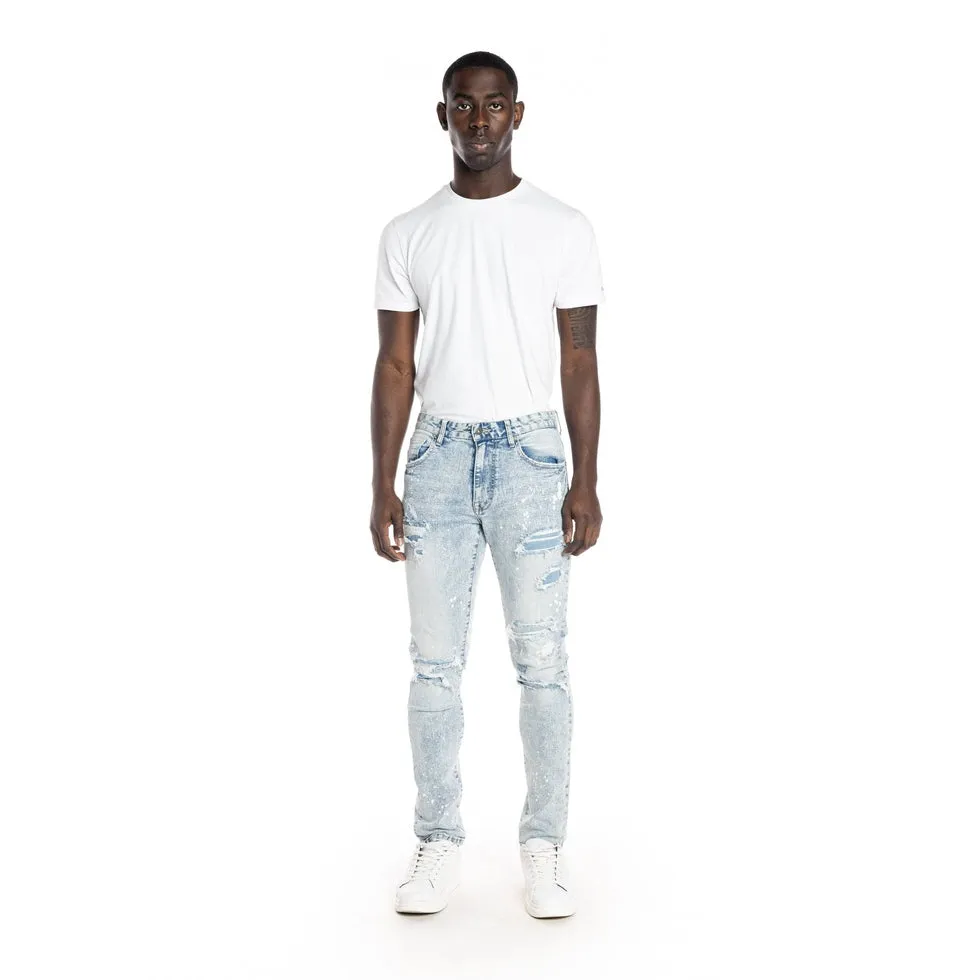 Slim Rip and Repaired Jeans - Archer Blue