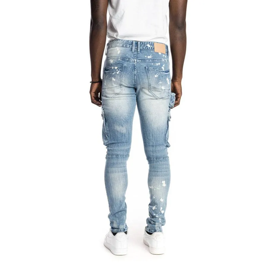 Slim Tapered Multipocket Jeans - Nile Blue