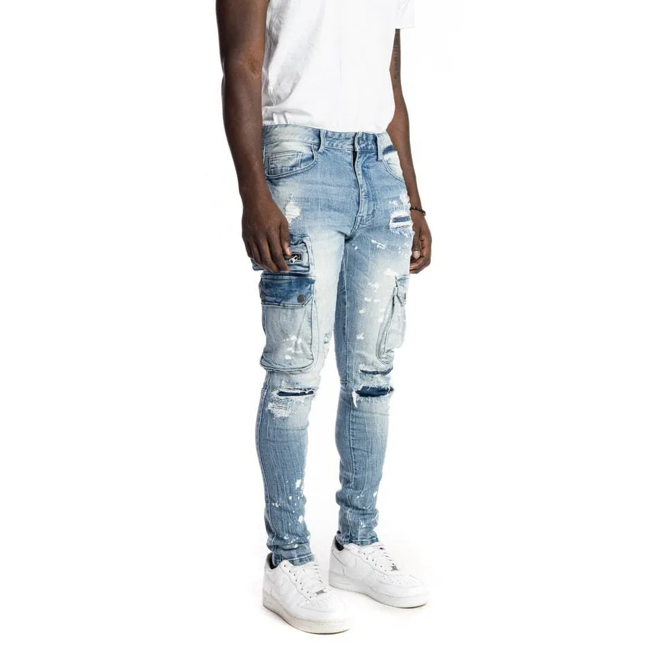 Slim Tapered Multipocket Jeans - Nile Blue