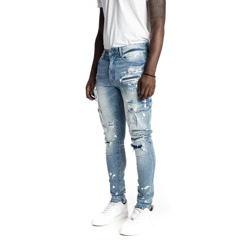 Slim Tapered Multipocket Jeans - Nile Blue