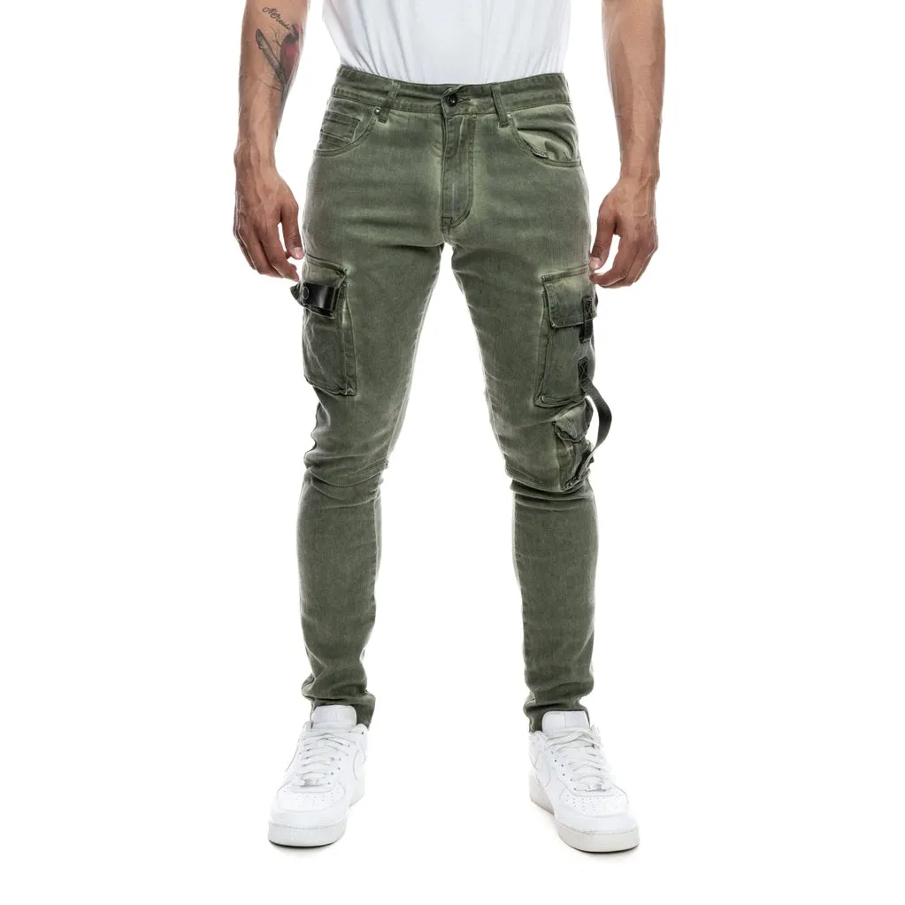 Slim Tapered Overspray Utility Pants - Vintage Army