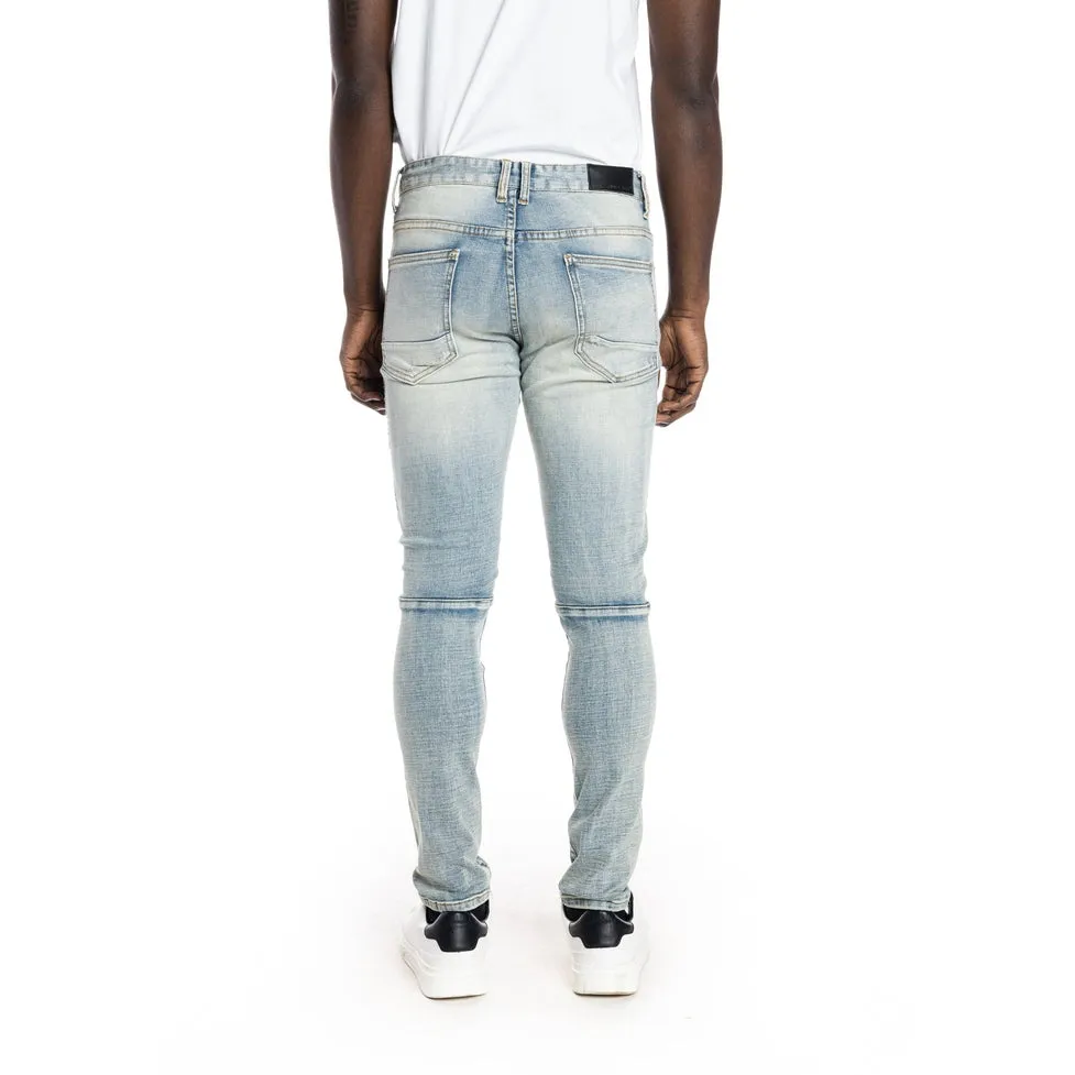 Slim Tapered Rip And Repair Jeans - Bowery Blue