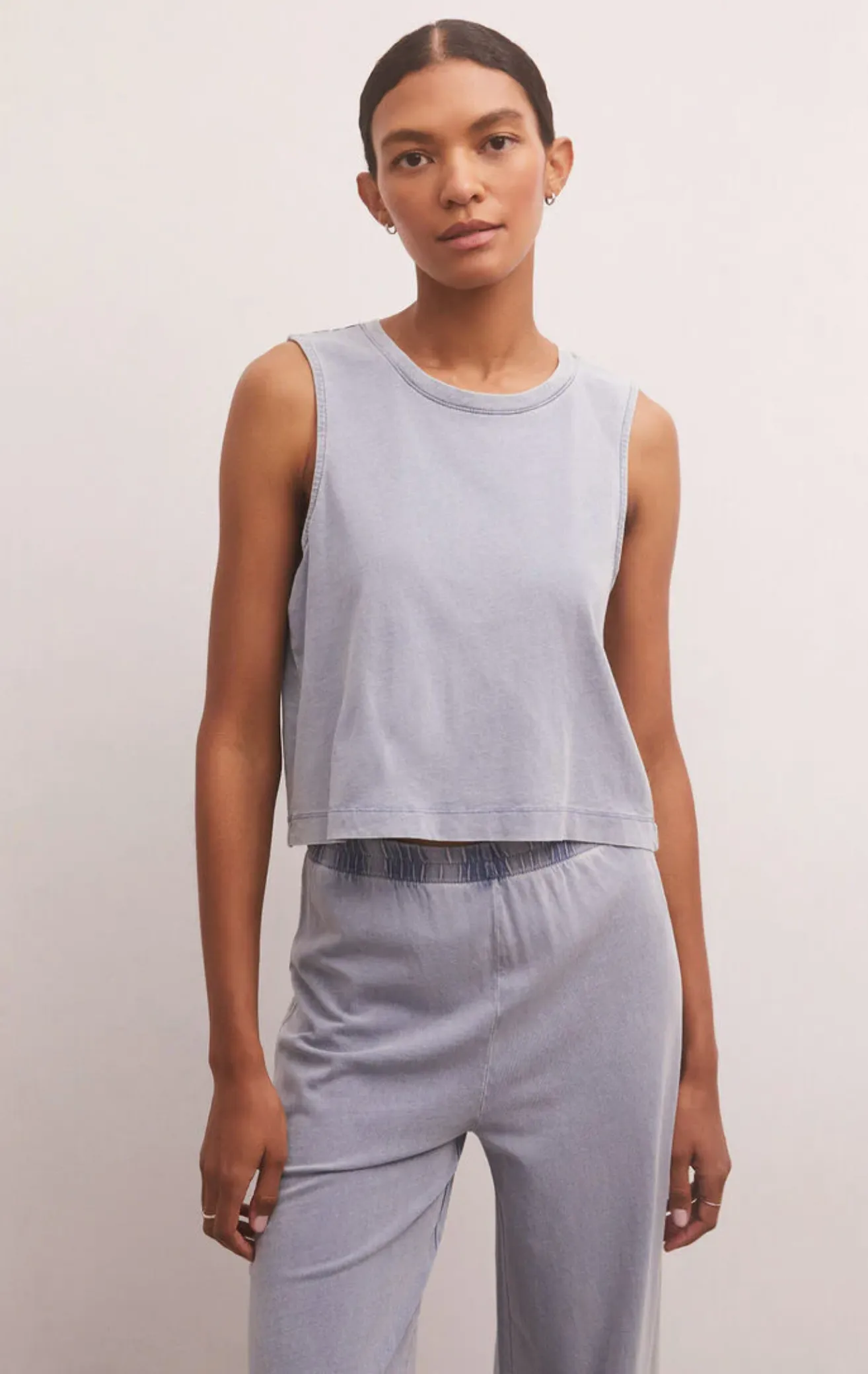 Sloane Jersey Denim Muscle Tank