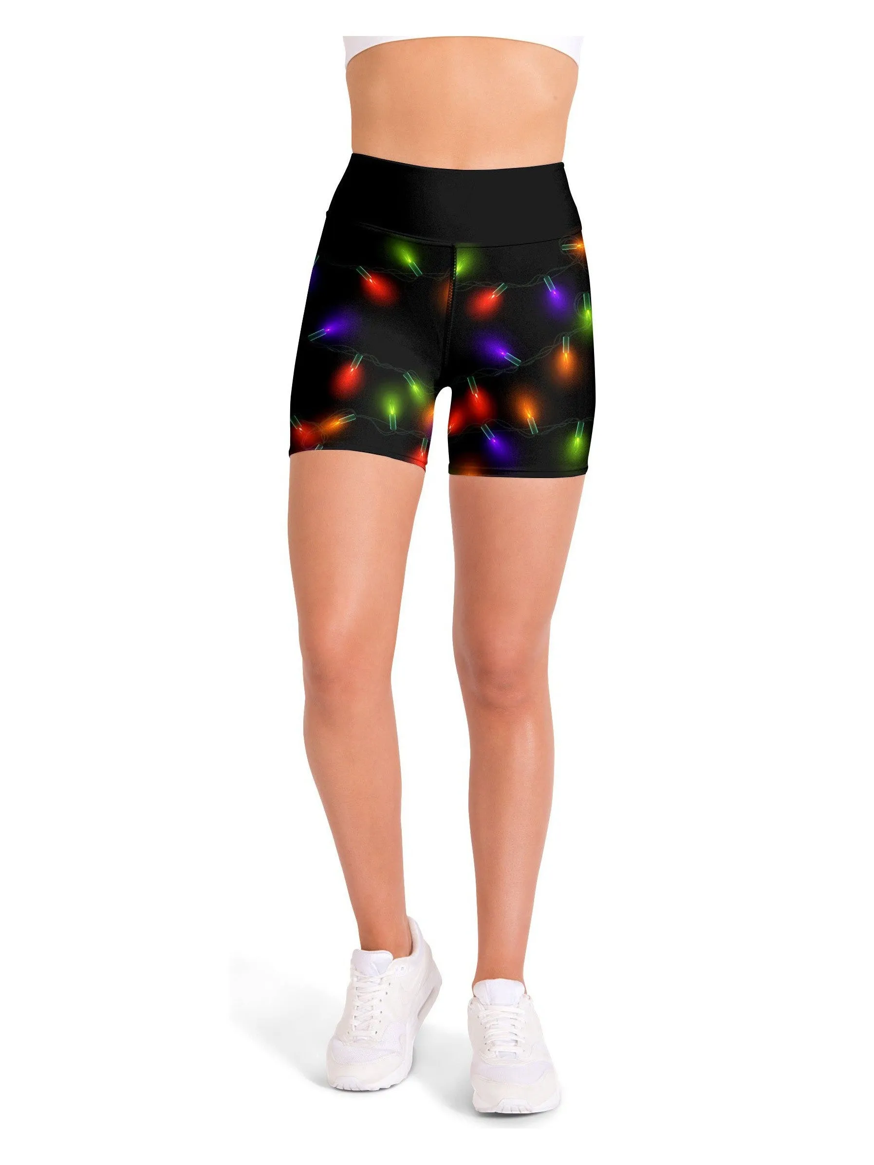 Small Christmas Lights Yoga Shorts