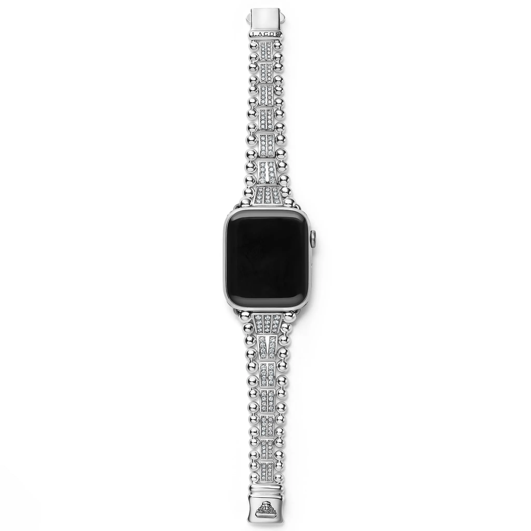 Smart Caviar Sterling Silver Two-Row Diamond Watch Bracelet - 42-49mm